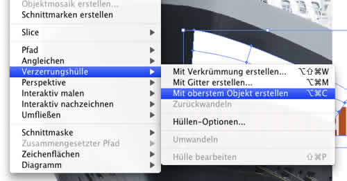 Menü Verzerrungshülle